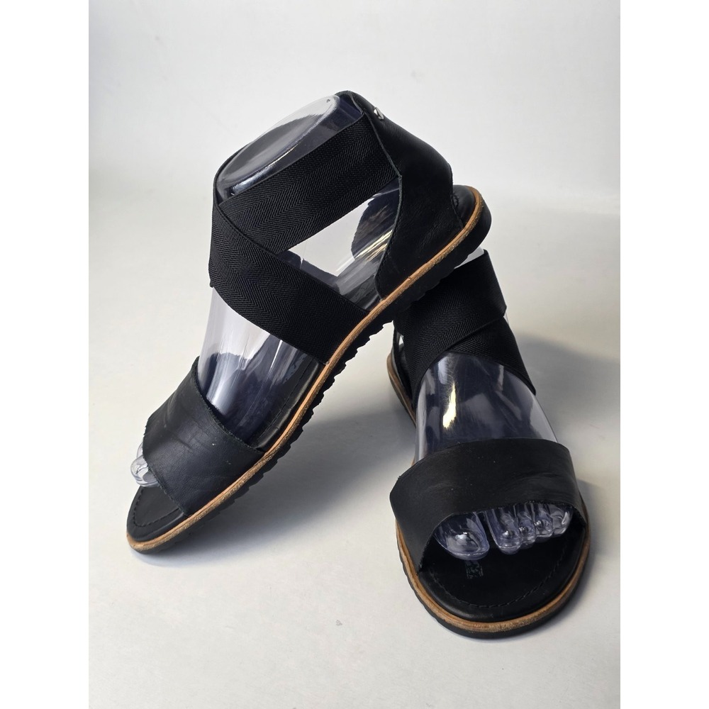 Sorel Ella II Women's Sandals Size 7 Black Leather Ankle Strap Shoes 1787541010 - Picture 6 of 12